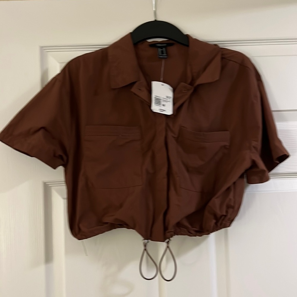Forever 21 Woven Top/ Button Cappuccino Size M - Picture 2 of 9